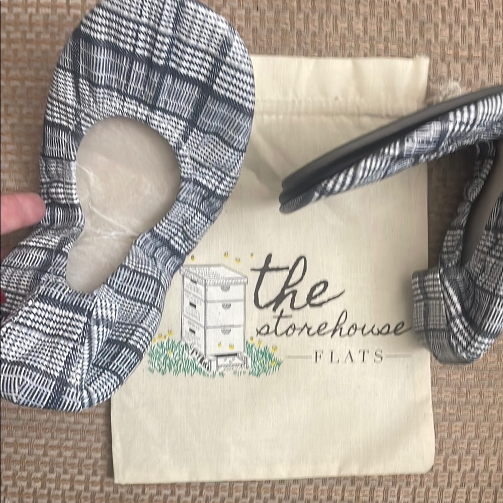 Storehouse flats black plaid leather